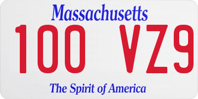 MA license plate 100VZ9