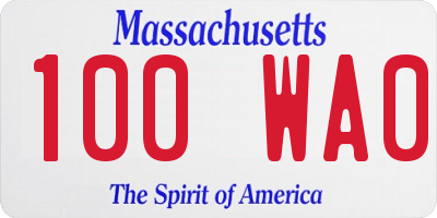 MA license plate 100WA0
