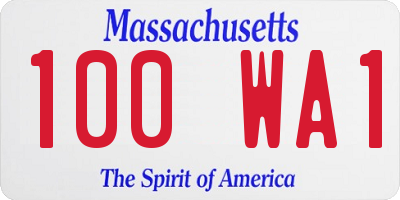 MA license plate 100WA1