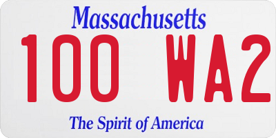 MA license plate 100WA2