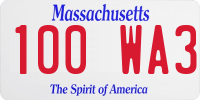 MA license plate 100WA3