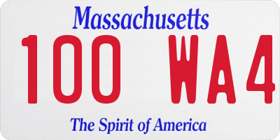 MA license plate 100WA4