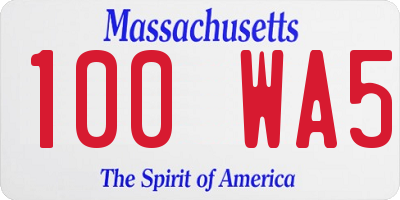 MA license plate 100WA5