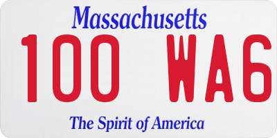 MA license plate 100WA6