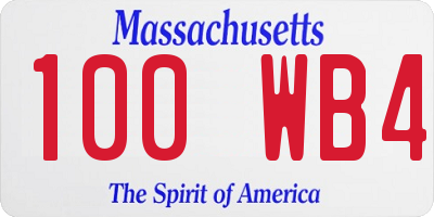 MA license plate 100WB4