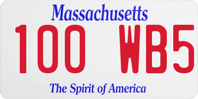 MA license plate 100WB5