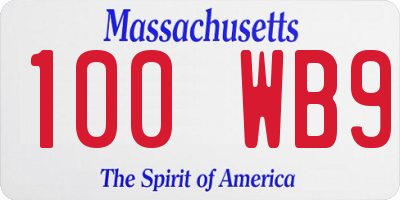 MA license plate 100WB9