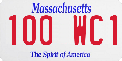 MA license plate 100WC1