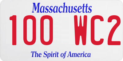 MA license plate 100WC2