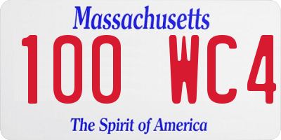 MA license plate 100WC4