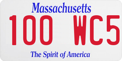 MA license plate 100WC5