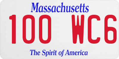 MA license plate 100WC6