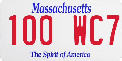 MA license plate 100WC7