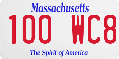 MA license plate 100WC8