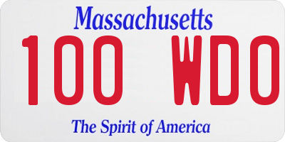 MA license plate 100WD0