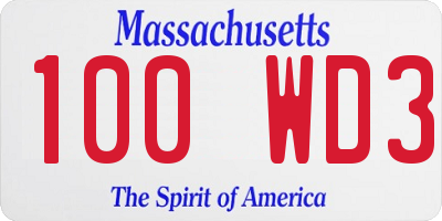 MA license plate 100WD3