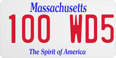 MA license plate 100WD5