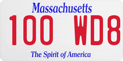 MA license plate 100WD8