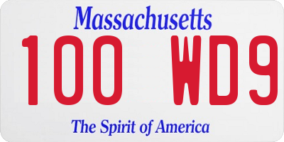 MA license plate 100WD9