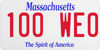 MA license plate 100WE0