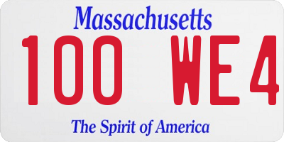 MA license plate 100WE4