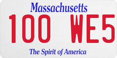 MA license plate 100WE5