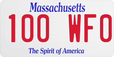 MA license plate 100WF0