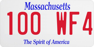 MA license plate 100WF4