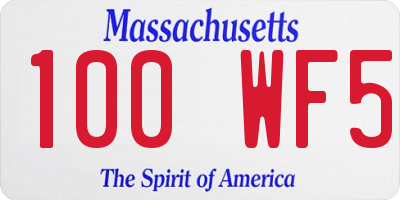 MA license plate 100WF5