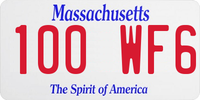 MA license plate 100WF6