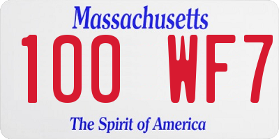 MA license plate 100WF7