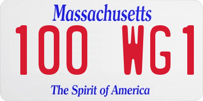 MA license plate 100WG1
