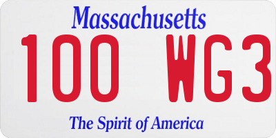 MA license plate 100WG3