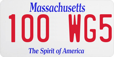 MA license plate 100WG5