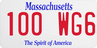 MA license plate 100WG6