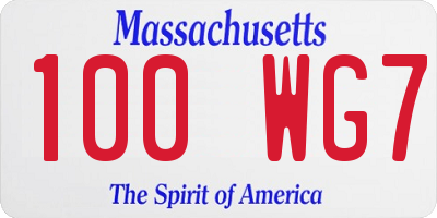 MA license plate 100WG7