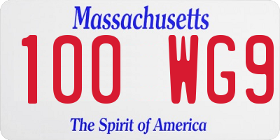 MA license plate 100WG9