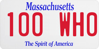 MA license plate 100WH0