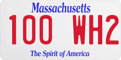 MA license plate 100WH2