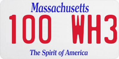 MA license plate 100WH3