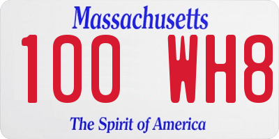 MA license plate 100WH8