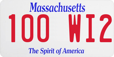 MA license plate 100WI2