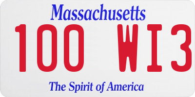 MA license plate 100WI3