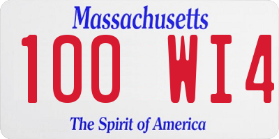 MA license plate 100WI4