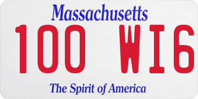 MA license plate 100WI6