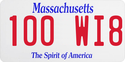 MA license plate 100WI8