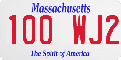 MA license plate 100WJ2