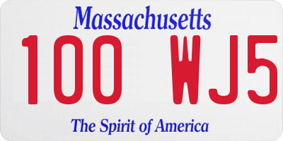 MA license plate 100WJ5