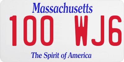 MA license plate 100WJ6