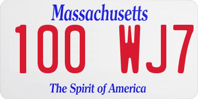 MA license plate 100WJ7